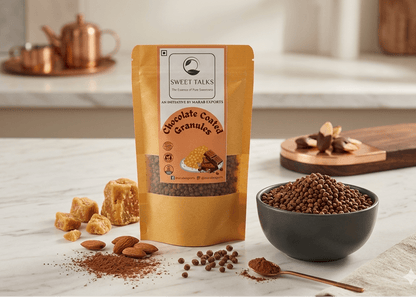 Chocolate Coated Jaggery Granules - Marab Exports I Sweet Talks