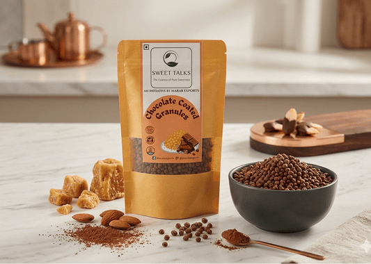 Chocolate Coated Jaggery Granules - Marab Exports I Sweet Talks